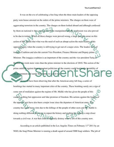 Causal Argument, Nouri Al-Maliki