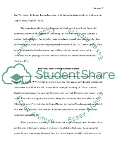 What kind of international institutions we need in 21st century to have peace