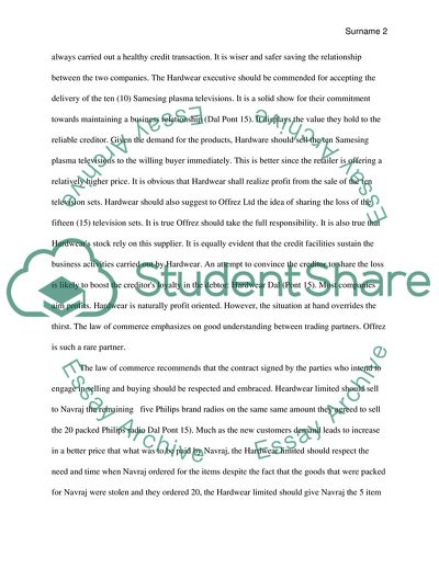 Commercial Law and Negotiation: The Case of Hardwear Ltd