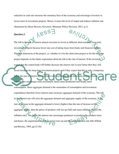 RBA and Decrease in Cash Rates