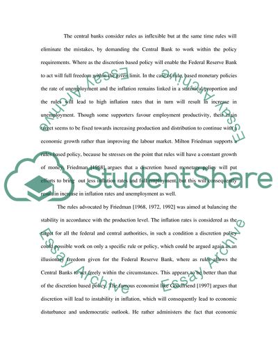 Should monetary policy be made by rule rather than by discreation(macroeconomic)