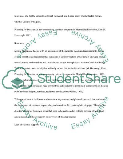 Mental Health Care Provided by Red Cross