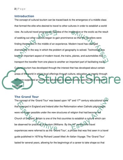 Cultural Tourism as It Developed from the Time of the Grand Tour