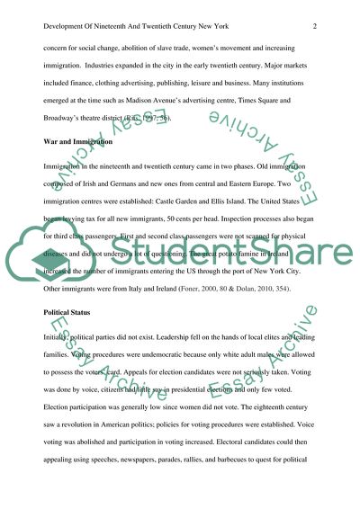 Development of Nineteenth and Twentieth Century New York