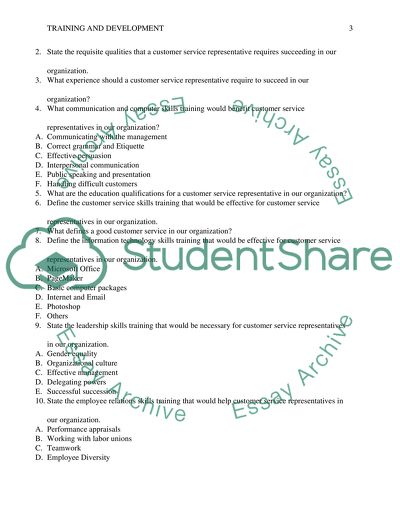 Training and development