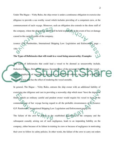 A Vessel Being Unseaworthy