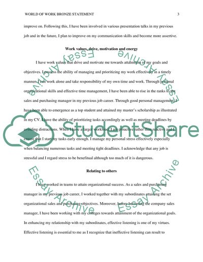 World of work bronze statement