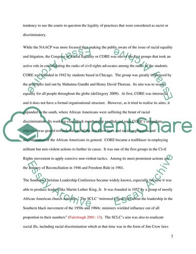 Prominent Groups and Individuals in African American Civil Rights Movement