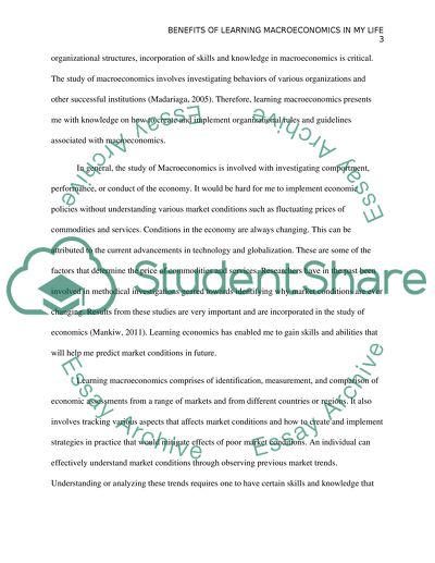 Benefits of learning Macroeconomics in my life