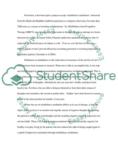 Mindfulness Meditation as a Treatment for Depression