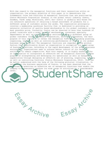Costcos Managerial Functions