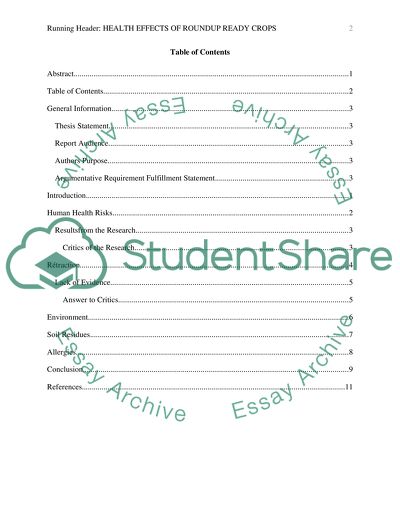 Health Effects of Roundup Ready Crops