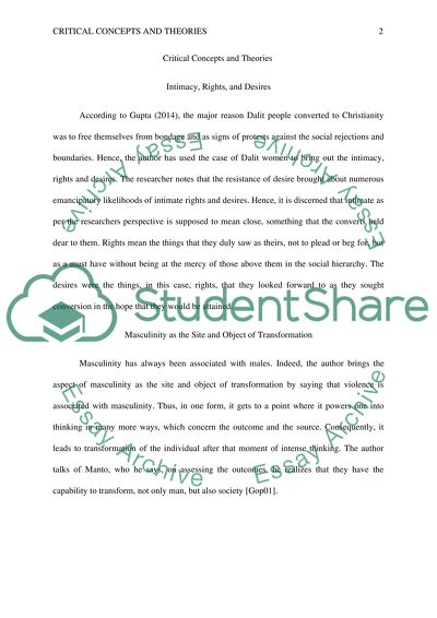 Critical Concepts and Theories: Intimacy, Rights, and Desires