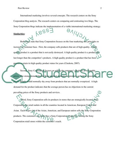 International Marketing: Sony Corporation Blog Analysis