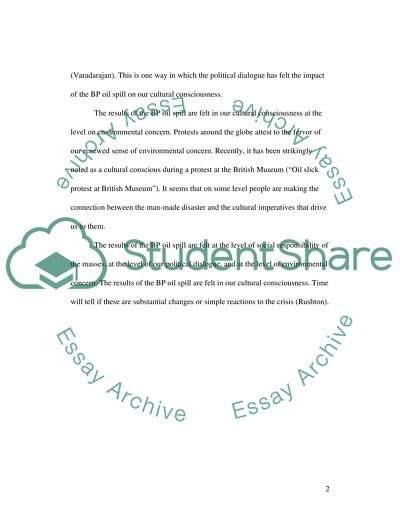 Results of the BP Oil Spill in the Cultural Consciousness