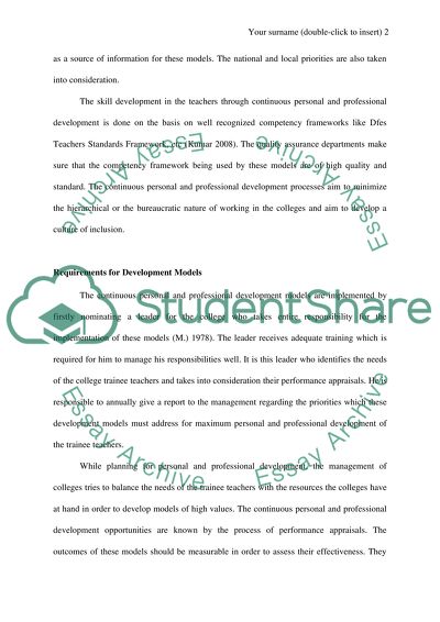 A Critical Exploration of Models of Continuous Personal and Professional Development