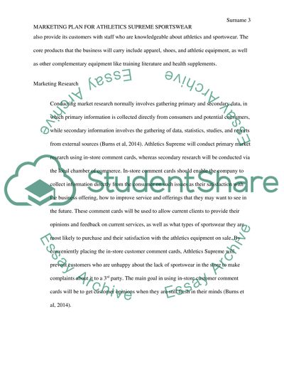 Marketing Plan for Athletics Supreme Sportswear