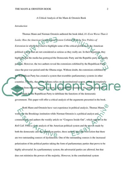 A Critical Analysis of the Mann & Ornstein Book