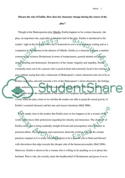 The Role of Emilia and Changes in Her Character during the Course of the Play