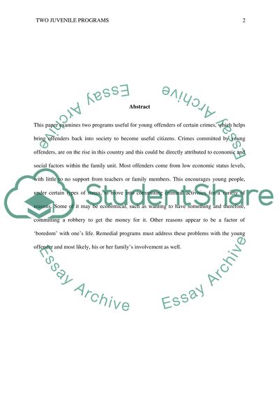 Two Different Juvenile Justice Programs