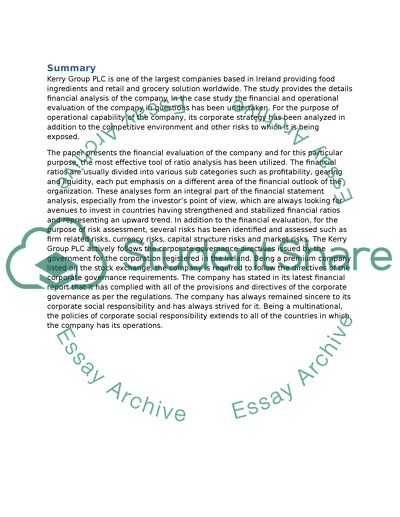 Financial Reporting of Kerry Group