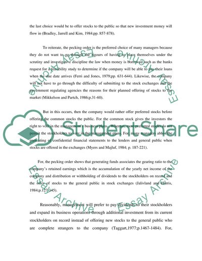 How the Pecking Theory Applies to Start-ups Only