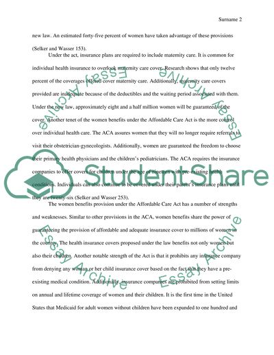 Women Benefits under the Affordable Care Act