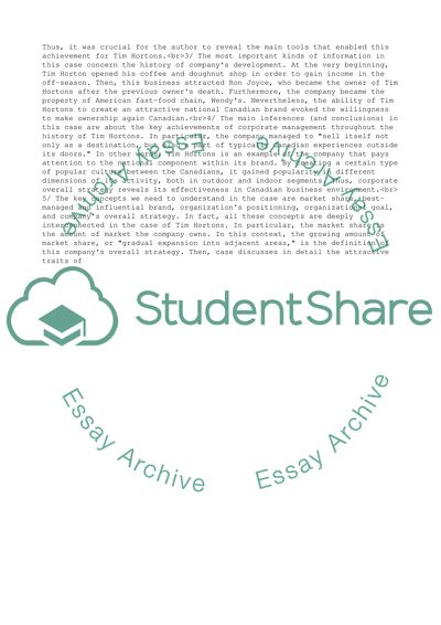 The Stages of Business Strategy Applied by Tim Hortons