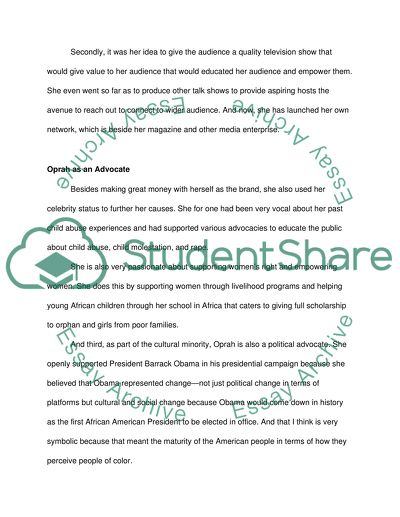 How oprah helped shape and is a positive influence on our cultural identity