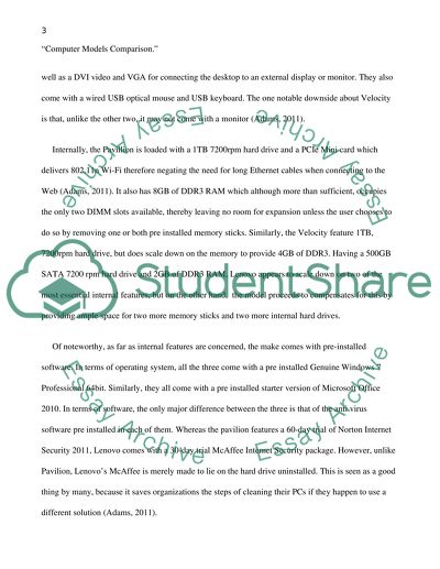 Computer Models Comparison
