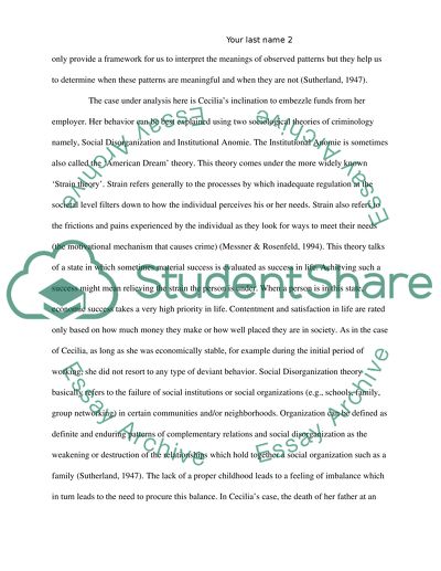 Criminological Theories Case Study