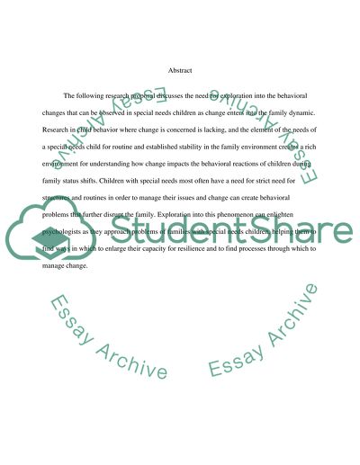 Change in Family Status and Special Needs Children