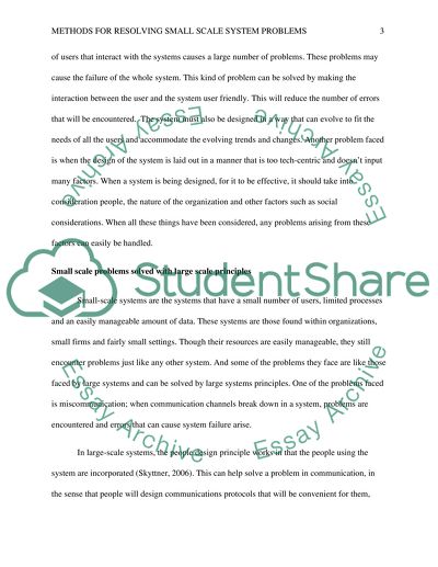 Methods for Resolving Small Scale Systems Problems