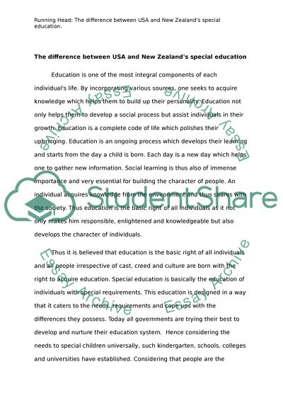 The difference between USA and New Zealands special education