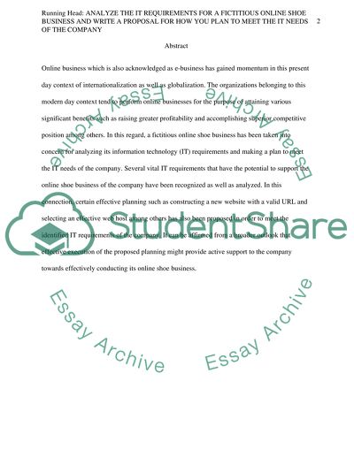 Informational Technology Requirements for a Fictitious Online Shoe Business