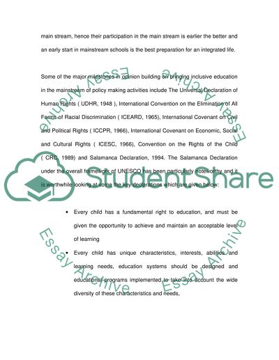 Inclusive Education in Mainstream Politics