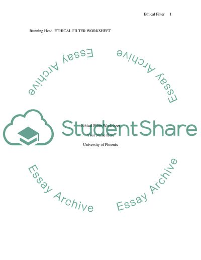 Ethical Filter Worksheet