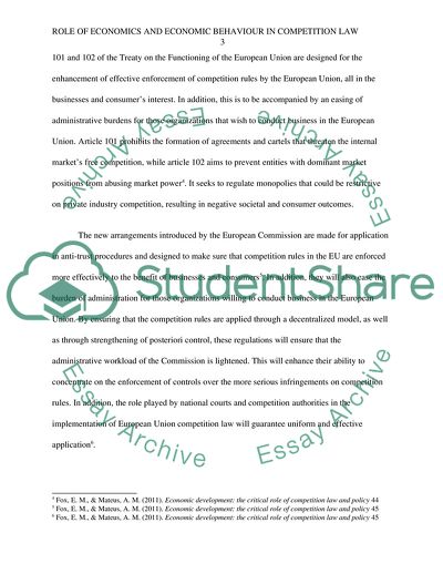 Role of Economics and Economic Behaviour in Competition Law