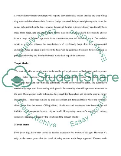 Customized bags Industry for Entrepreneurship class