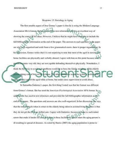 Sociology of aging- classmate response 13