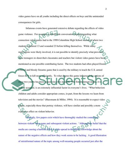 Video Games Influencing Violence and Aggression in Todays Youth