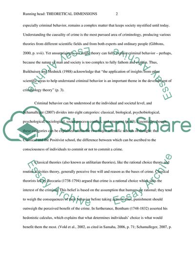 Theoretical Dimensions Involving Criminal Behavior