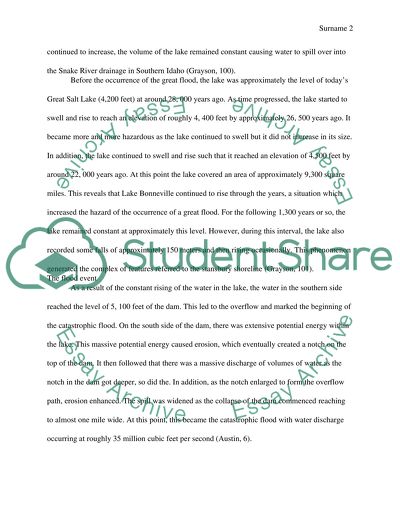 The Pleistocene Age Bonneville Flood Event