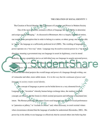 The Creation of Social Identity: The Continuum of Language and Power in Modern Society
