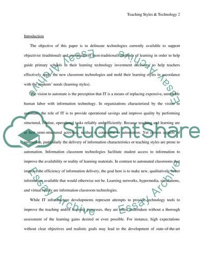 Teaching Styles and Technology Evaluation