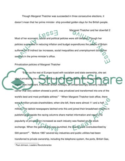 Margaret Thatcher and Her Downfall