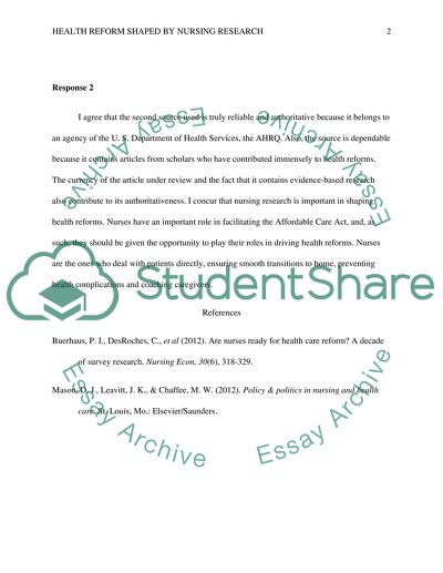 Health Reform Shaped by Nursing Research