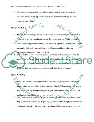 Ten question on five fields of psychology