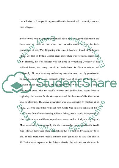 Historians Interpretation of the German Role in Starting World War I