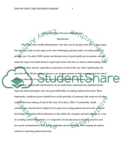 Patients Autonomy in Deciding What to Do at the End-of-Life